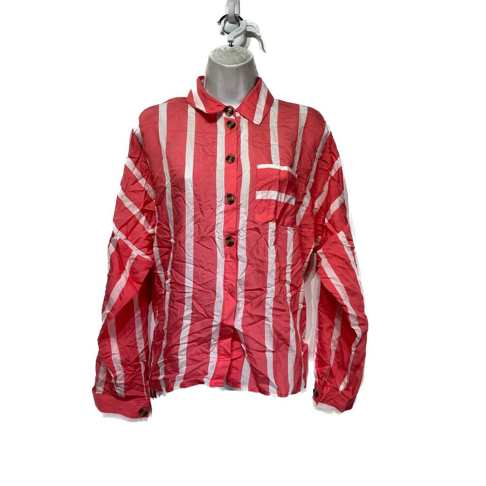 TOPSHOP Striped Button Up Shirt Long Sleeve Size 8